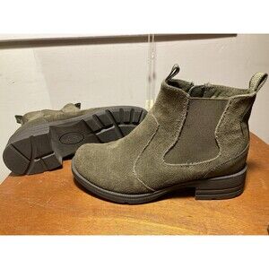 Earth Origins Women's Sz 6 Roxana Green Suede Leather Chelsea Ankle Boots
